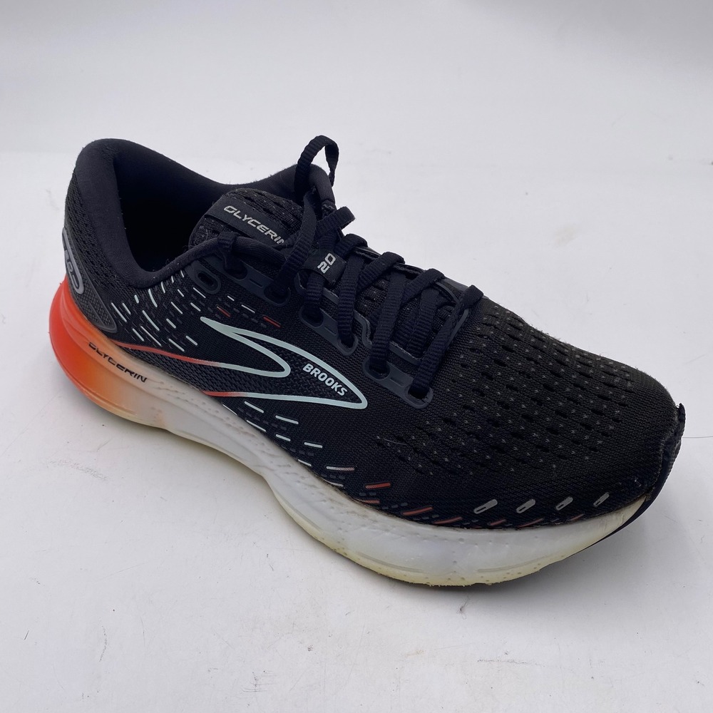 Brooks Glycerin 20 Running Shoes Womens 8.5 Black Orange DNA LOFT v3 Sneakers